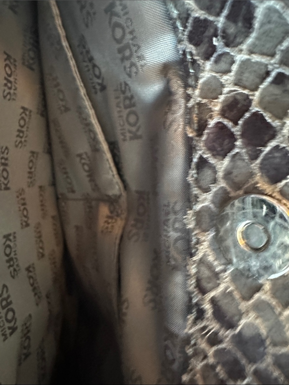 Michael Kors Gray Phyton Embossed Leather Satchel - Picture 10 of 11